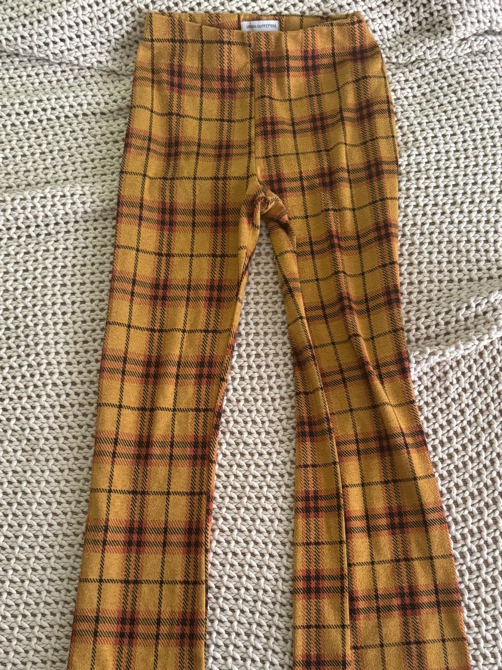 Urban Outfitters Mustard Yellow Plaid Flare Pants